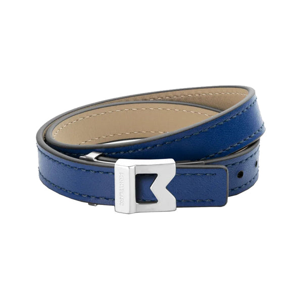 Bracelet Montblanc M logo en cuir bleu, taille ajustable