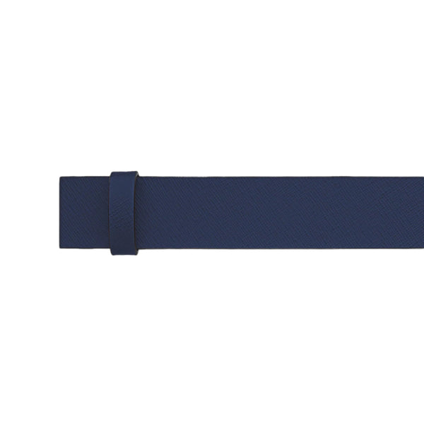 Ceinture Réversible en Cuir Saffiano Imprimé Bleu/Noir