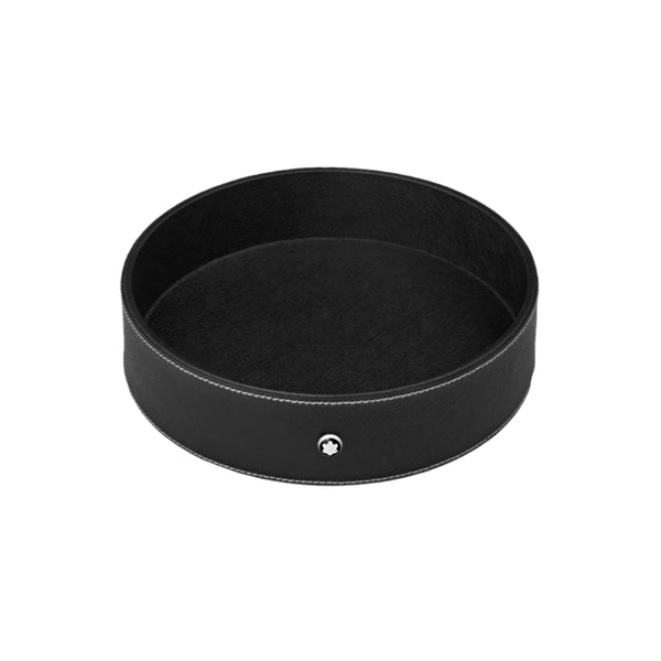 Plateau de bureau rond en cuir noir (grand)