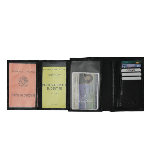 Portefeuille Homme 100% Cuir de Vachette - Noir - 12 Cartes – Noir